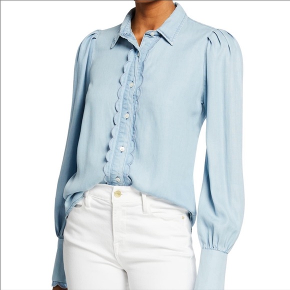 Frame Denim Tops - FRAME Scallop Trim Denim Shirt